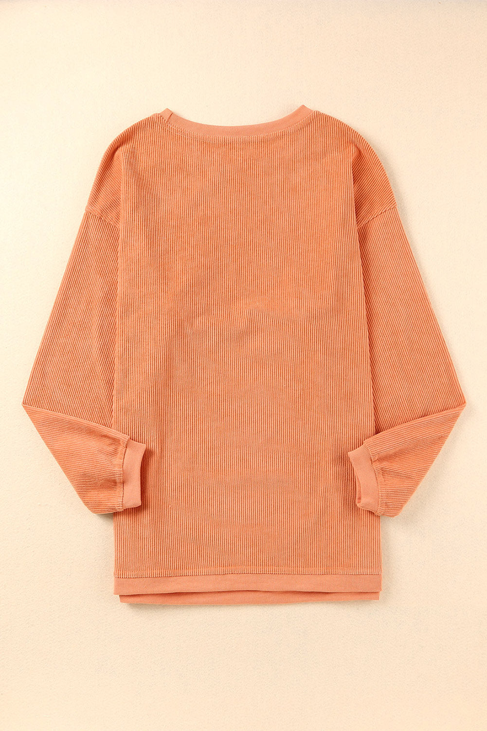 Strawberry Pink Drop Sleeve Crinkle Rib Oversized Sweatshirt