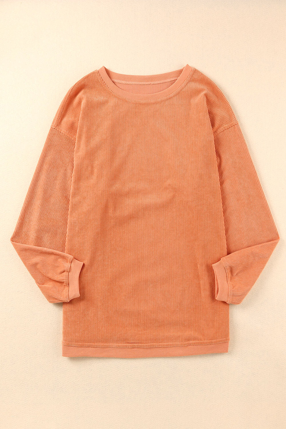 Strawberry Pink Drop Sleeve Crinkle Rib Oversized Sweatshirt