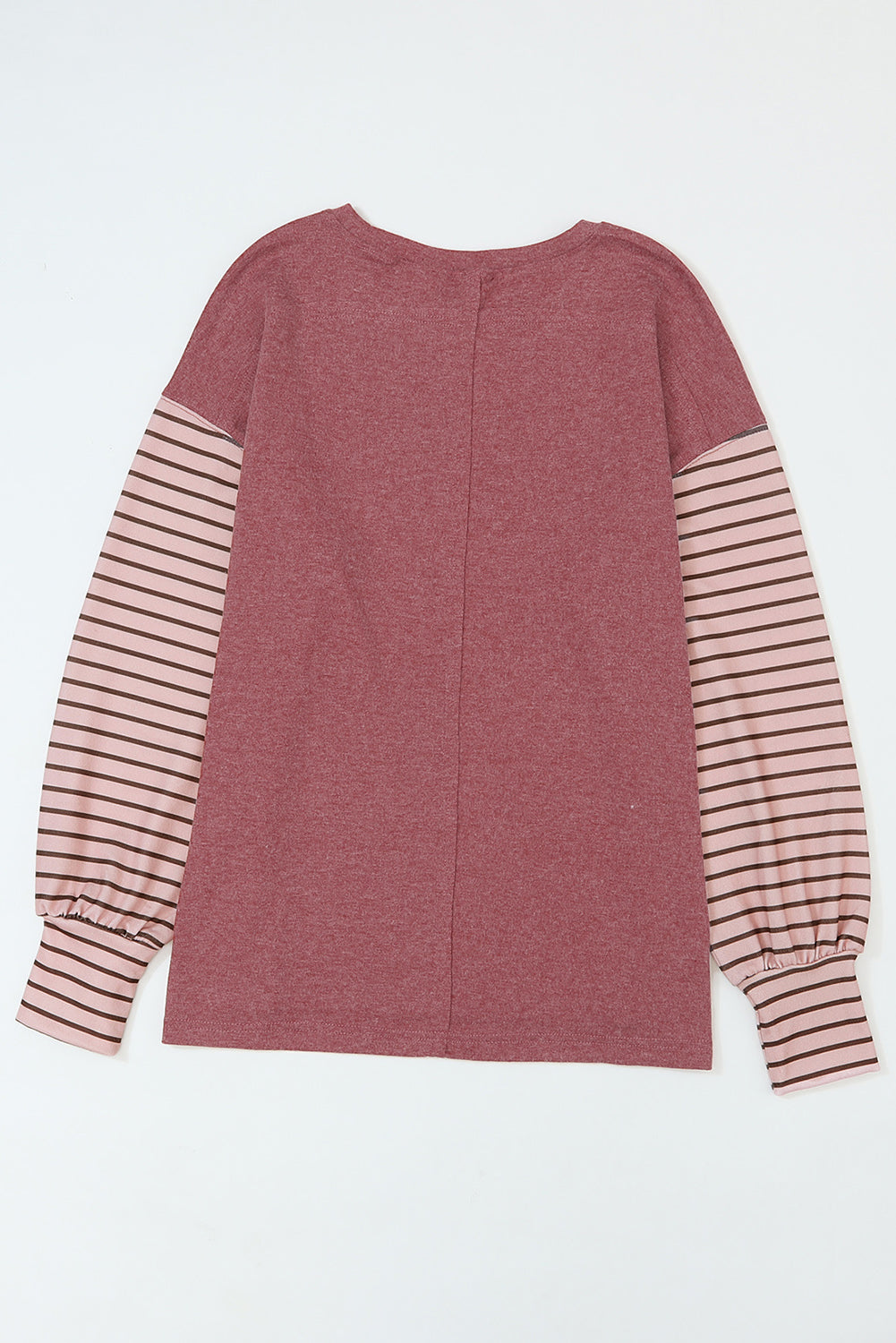 Gray Colorblock Striped Bishop Sleeve Side Slits Top