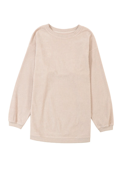 Strawberry Pink Drop Sleeve Crinkle Rib Oversized Sweatshirt