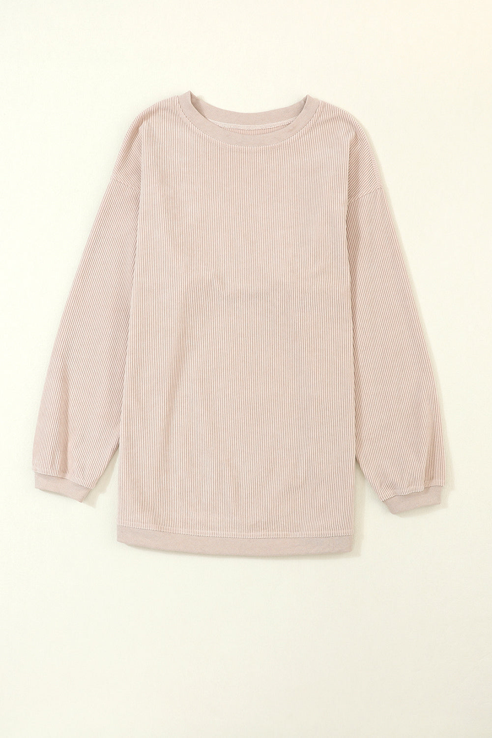 Strawberry Pink Drop Sleeve Crinkle Rib Oversized Sweatshirt