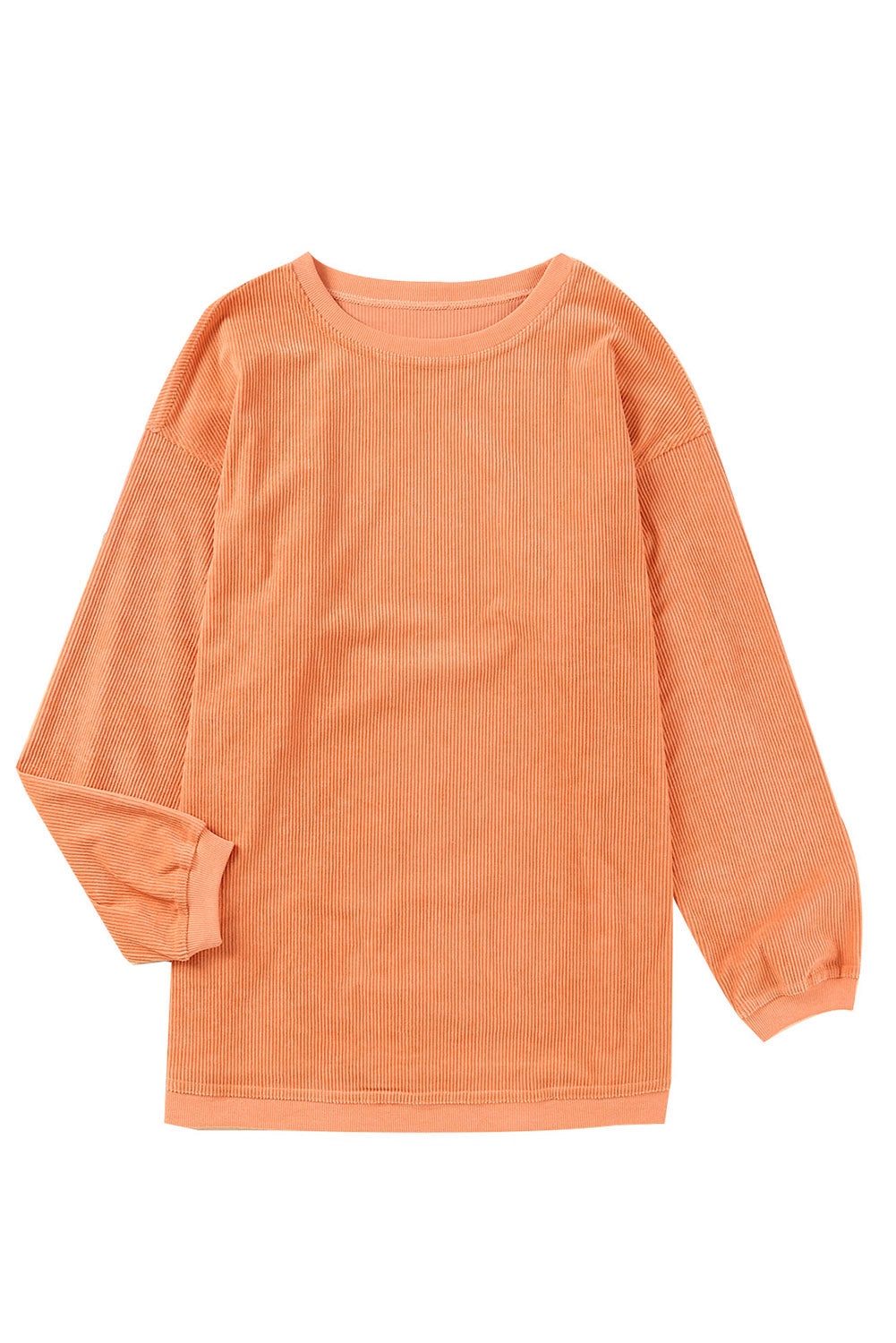 Strawberry Pink Drop Sleeve Crinkle Rib Oversized Sweatshirt